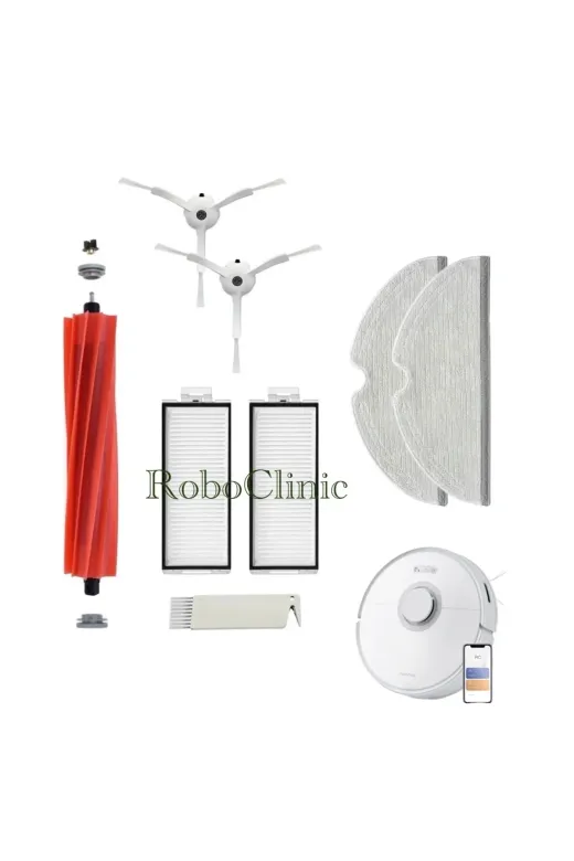 Roboclinic Q7üçkol02 Roborock Q7 Max-Q7 Max Beyaz Plus Robot Süpürge Uyumlu Set.yan Fırça 3 Kollu Kıllı Esnek-8 Parça
