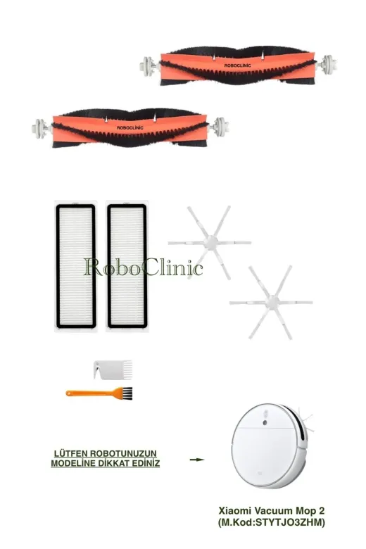 Roboclinic Roboclinic0043 Xiaomi Mi Robot Vacuum Mop 2 (Stytjo3Zhm) Robot Süpürge Ile Uyumlu Fırça, Filtre Seti-8 Parça
