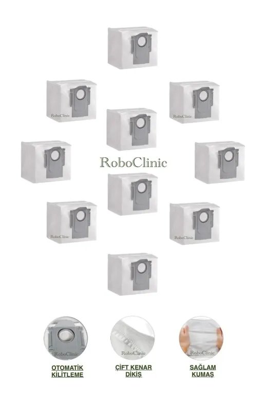 Roboclinic Roborock S8 Pro / S8 Pro+ Roborock S8 Pro+ (Plus) / S8 Pro Robot Süpürge Uyumlu Yedek Çöp Toz Torbası 10 Adet