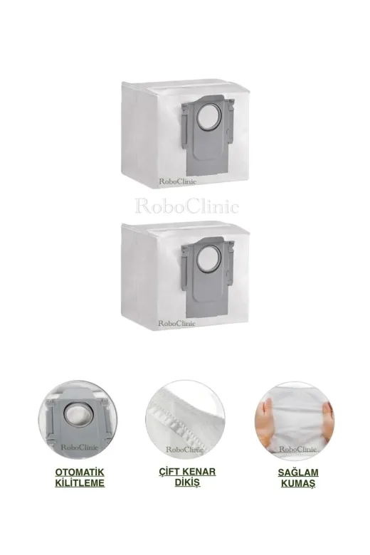 Roboclinic Roborock S8 Pro / S8 Pro+ Roborock S8 Pro+ (Plus) / S8 Pro Robot Süpürge Uyumlu Yedek Çöp Toz Torbası 2 Adet