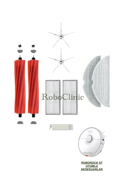 Roboclinic roborock00133 Roborock S7 Sonic Mopping Beyaz Akıllı Robot Süpürge Uyumlu Yenileme Seti-9 Parça
