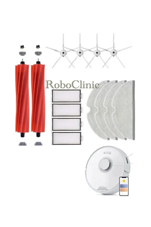 Roboclinic Roborockq714beyaz Roborock Q7 / Q7Max / Q7Max Plus (Beyaz)Uyumlu Ana Fırça,yan Fırça,filtre,mop Yenileme Seti.