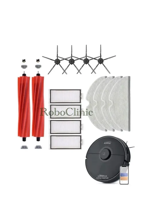 Roboclinic roborockq714siyah Roborock Q7 / Q7Max / Q7Max Plus (Siyah)Uyumlu Ana Fırça,yan Fırça,filtre,mop Yenileme Seti.