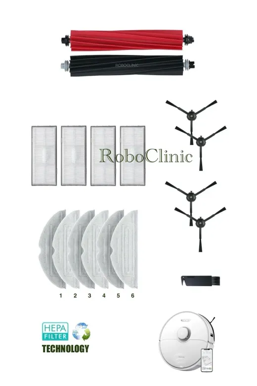 Roboclinic Roborocks8 Sonic Roborock S8 Sonic Mopping Robot Süpürge Uyumlu Fırça Hepa Filtre Mop Seti-17 Parça