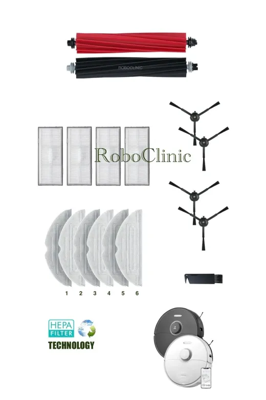 Roboclinic RoborockS8series Roborock S8/s8 Plus/s8 Pro Ultra Uyumlu Fırça Hepa Filtre Mop Seti-17 Parça