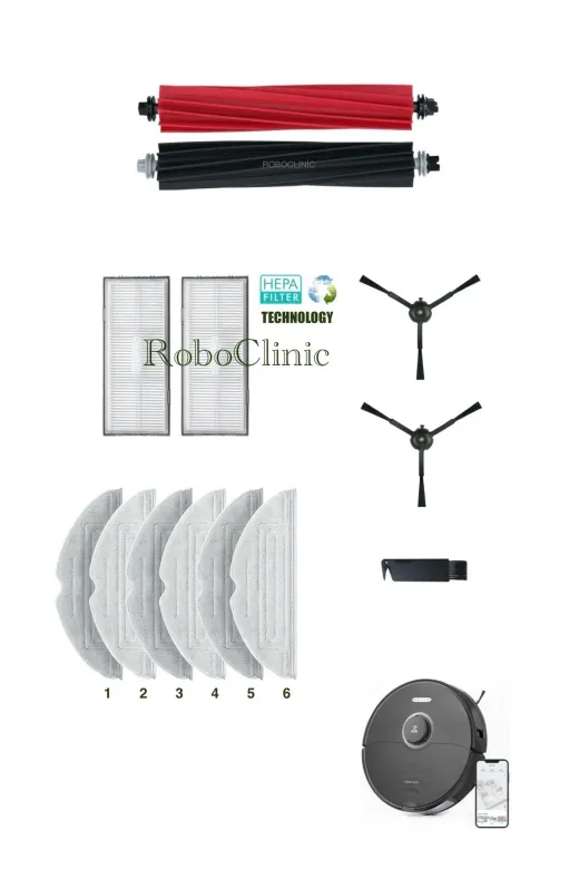 Roboclinic Roborocks8sonik Roborock S8 Sonic Siyah Akıllı Robot Süpürge Uyumlu Fırça,hepa Filtre,mop Seti-13 Parça