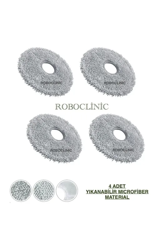 Roboclinic s20plus Xiaomi Robot Vacuum S20+/s20 Plus Uyumlu 4 Adet Microfiber Mop