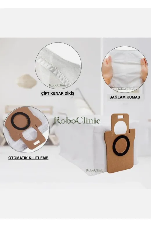 Roboclinic x10plus Xiaomi Robot Vacuum X10 Plus X20 Plus Robot Süpürge Uyumlu Yedek Çöp Toz Torbası 10 Adet