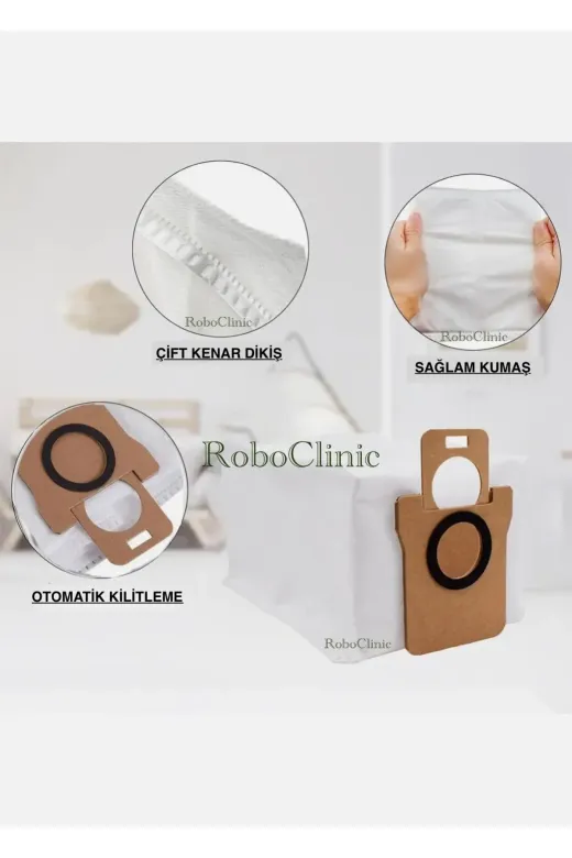 Roboclinic x10plus Xiaomi Robot Vacuum X10 Plus X20 Plus Uyumlu Yedek Toz Torba, Fırça, Hepa Filtre, Mop Seti-13 Parça