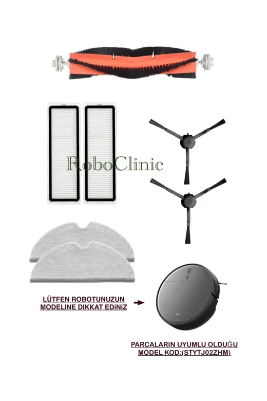 Roboclinic xiaomi 1c 2c f9 Xiaomi Mop 2 Pro 3D (Dikkat:kamerali-Plus Global)Uyumlu Yedek Firça Hepa Filtre Mop Seti-7 Parça