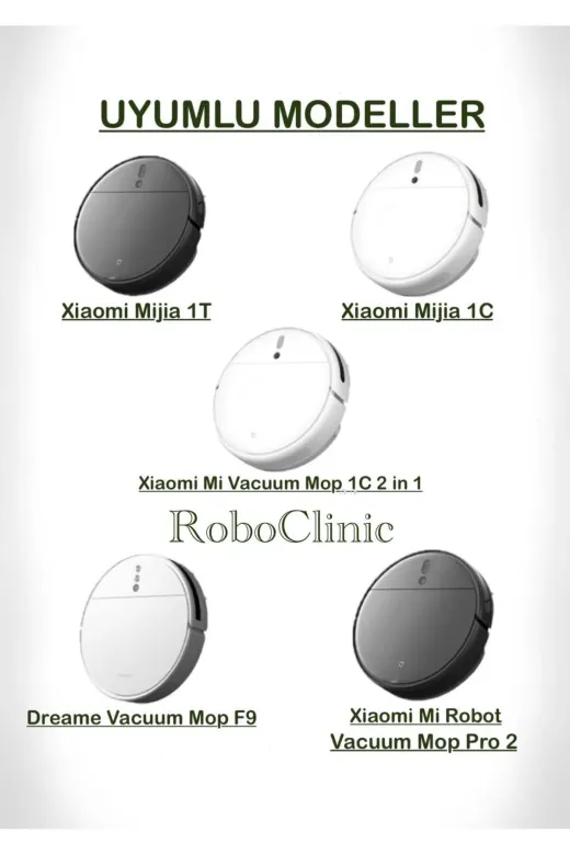 Roboclinic xiaomi 1c 2c f9 Xiaomi Mop 2 Pro 3D (Dikkat:kamerali-Plus Global)Uyumlu Yedek Firça Hepa Filtre Mop Seti-7 Parça