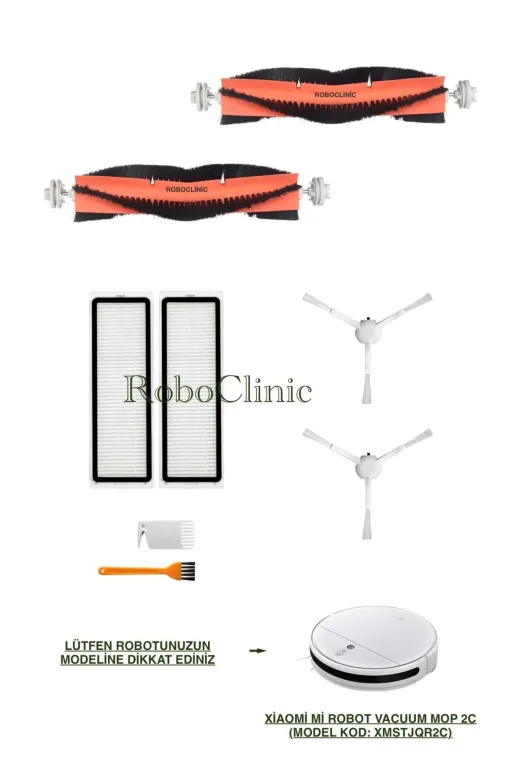 Roboclinic xiaomi 2c4011 Xiaomi Mi Robot Vacuum Mop 2C Uyumlu Yedek Fırça,hepa Filtre Yenileme Seti-8 Parça