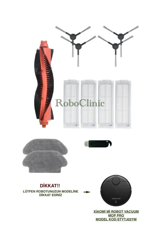 Roboclinic Xiaomi mop pro000112 Xiaomi Mi Robot Vacuum Mop Pro Robot Süpürge Uyumlu Fırça, Hepa Filtre, Mop Seti-12 Parça