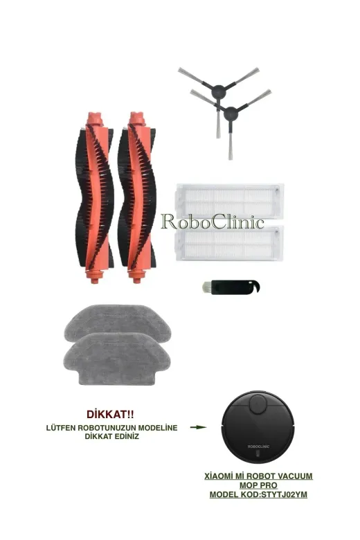 Roboclinic Xiaomi mop pro000112 Xiaomi Mi Robot Vacuum Mop Pro Robot Süpürge Uyumlu Fırça, Hepa Filtre, Mop Seti-9 Parça