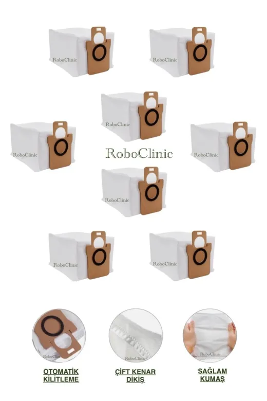 Roboclinic xiaomi X20 max Xiaomi Robot Vacuum X20 Pro / X20 Max Robot Süpürge Uyumlu Yedek Çöp Toz Torbası 8 Adet