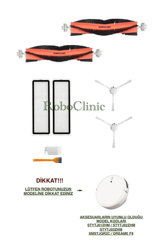 Roboclinic xiaomiglb7 Xiaomi Mi Robot 1C / 2C Vacuum Mop (Stytj02Zhm),(Stytj01Zhm)F9 Uyumlu Global Yenileme Seti-8 Parça