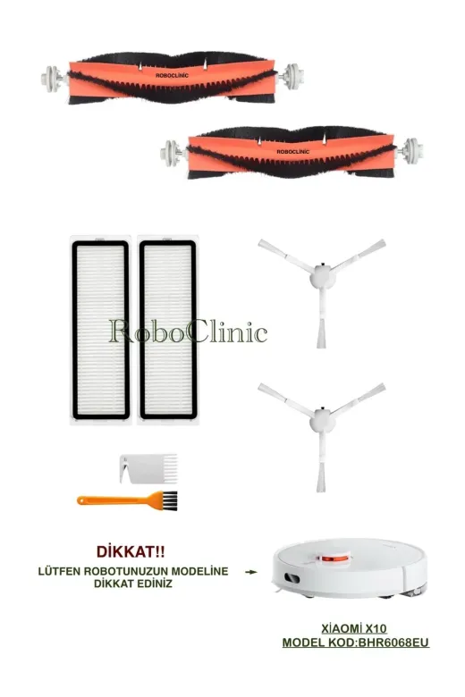Roboclinic xiaomix1000129 Xiaomi X10 Robot Süpürge(M.kod:bhr6068Eu)Uyumlu Fırça,filtre Seti-8 Parça
