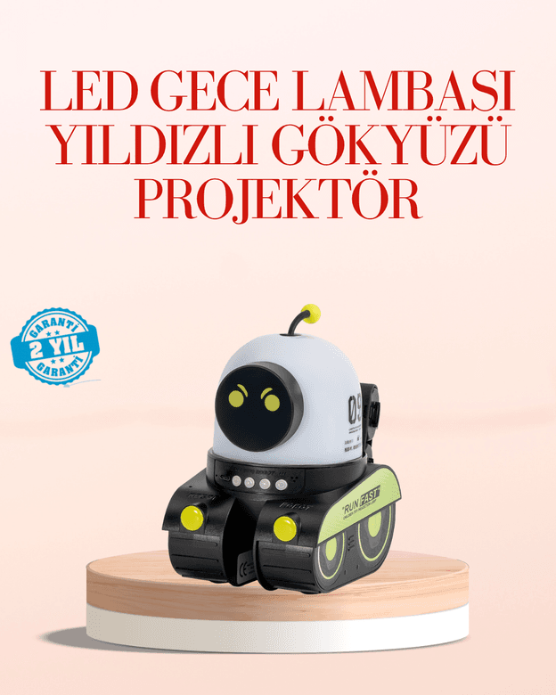 Robot Tasarımlı Bluetooth Hoparlörlü Yıldızlı Gökyüzü Projektör