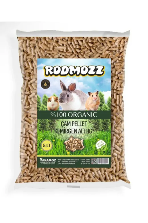 RodMozz yak07 Doğal Organik Kemirgen Altlığı Talaş %100 Çam Peleti 5 Lt