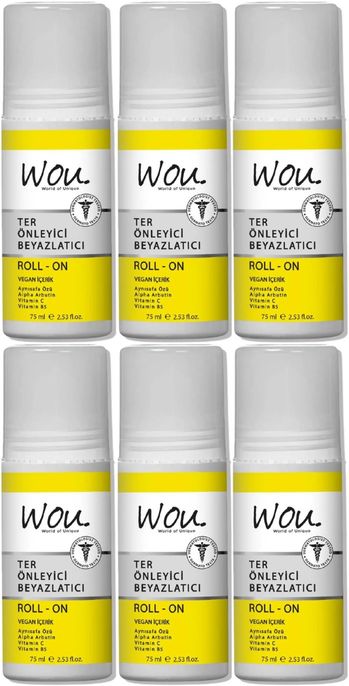 Roll-On Unisex Deodorant 75ML Ter Önleyici Beyazlatıcı (6 Lı Set)