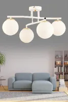 ROMERO 4'LÜ BAL RENGİ GLOB CAMLI ESKİTME PLAFONYER AVİZE Salon Yemek Masası Üstü Hol Yatak Odası