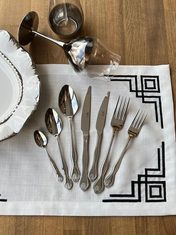 ROSSEV kaş65426824680 Briz Silver 42 Parça 6 Kişilik Çatal Bıçak Kaşık Takımı Çkb