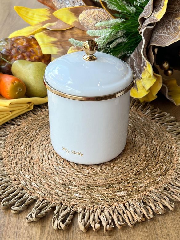 ROSSEV kav5414041 Whıte Pearl Emaye Kavanoz-12 Cm
