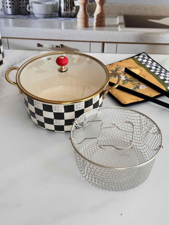 ROSSEV ten65418149804 Dama Emaye Kızartma Tenceresi 22 Cm