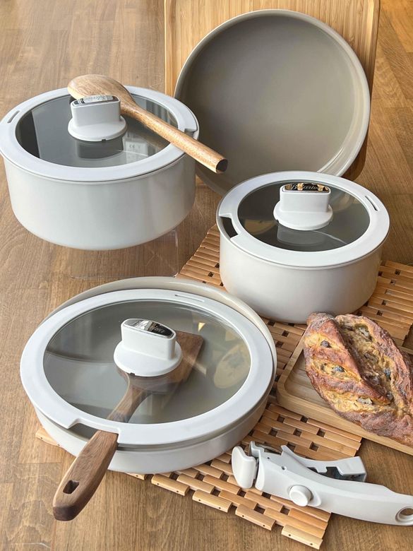 ROSSEV ten654268204 Baleriva Easy Cook Seramik Tencere Seti Bej 8 Parça