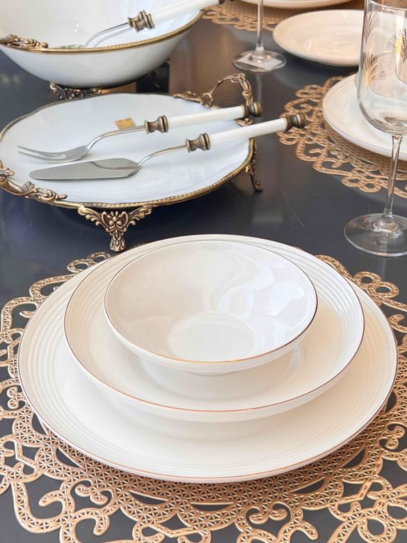 ROSSEV yem23500151 Yemek Takımı Royal Charme Gold 44 Parça 6 Kişilik