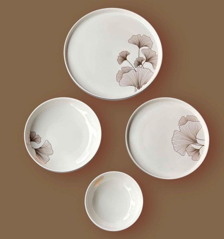 ROSSEV yem464056551 Pure Bone Modern Ginkgo 48 Parça 12 Kişilik