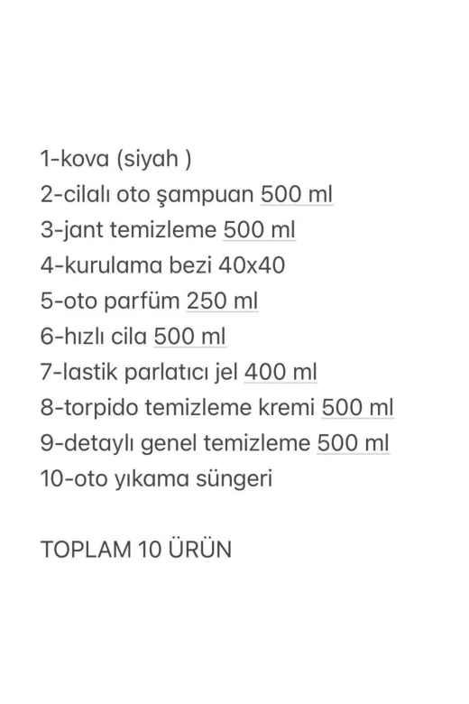 ROX KİMYA 3435 10’Lu Süper Set Araba Araç Yıkama Bakım Seti Fırsat Ürünler Oto Bakım Temizlik Seti Kovalı