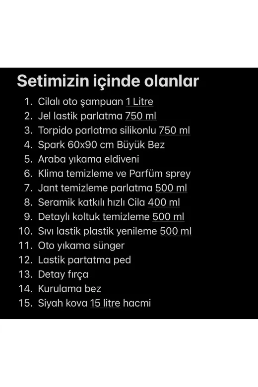 ROX KİMYA set15 premium 15”Li Premium Set Araç Bakım Ürünleri Oto Temizlik Seti Kovalı