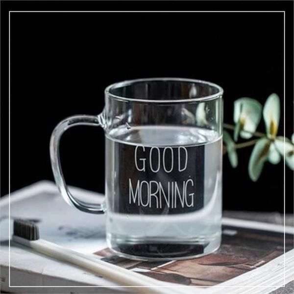 Royal Standart 57855210131361280184975 Büyük Boy Good Morning Cam Kupa Kulplu Bardak Borosilikat Isıya Dayanıklı Cam Kupa 450 Ml Açık Ahşap