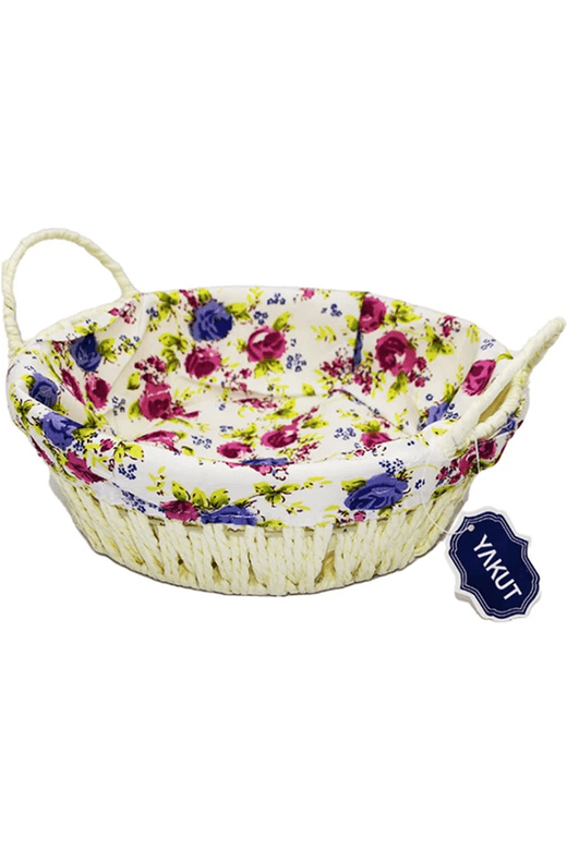Royaleks Group RT-RY-H-82533 Renkli Bezli Yuvarlak Ekmek Sepeti Hasır Royaleks-8820