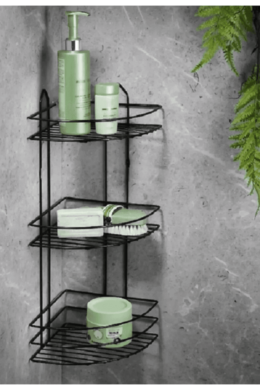 Royaleks Group RT-RYL-H-56574 Köşelik Banyo 3 Raflı Siyah Metal Royaleks-56574