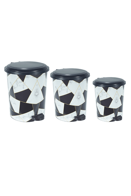 Royaleks Group RT-RYL-H-83078 Desenli Pedallı Karışık Desen 3'lü Çöp Kovası Takımı Royaleks-M10144