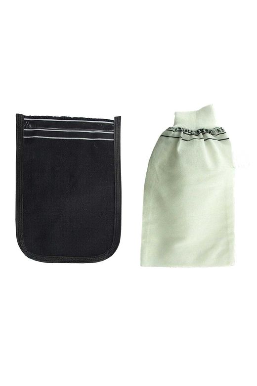 Royaleks RT-RYL-ARKSKLSYBY2-1101 2 Adet Kalın Siyah Ve Beyaz Hamam Kesesi 25X17 Cm