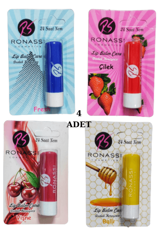 Royaleks RT-RYL-ARKZRNSSIDPAR4 Rs Ronassi Dudak Koruyucu Ve Parlatıcısı Fresh Çilek Vişne Ve Ballı 4 Lü Set