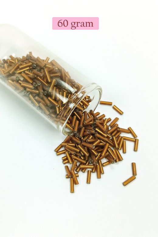 Royaleks RT-RYL-BN24094-02-60 Uzun Boru Kesme Boncuk Çap 2Mm Uzunluk 10 Mm - 60 Gram - Koyu Altın - Bnc265
