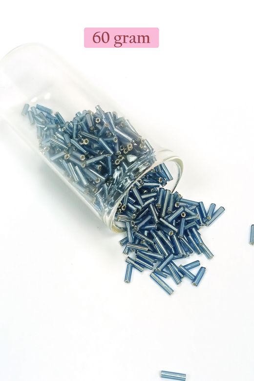 Royaleks RT-RYL-BN24094-04-60 Uzun Boru Kesme Boncuk Çap 2Mm Uzunluk 10 Mm - 60 Gram - Camgöbeği Mavi - Bnc267