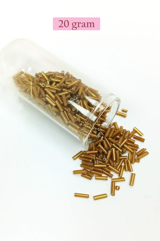 Royaleks RT-RYL-BN24094-07-20 Uzun Boru Kesme Boncuk Çap 2Mm Uzunluk 10 Mm - 20 Gram - Altın Sarısı - Bnc231