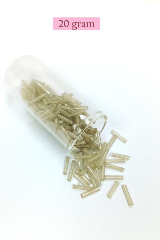 Royaleks RT-RYL-BN24094-13-20 Uzun Boru Kesme Boncuk Çap 2Mm Uzunluk 10 Mm - 20 Gram - Şeffaf Bej - Bnc237