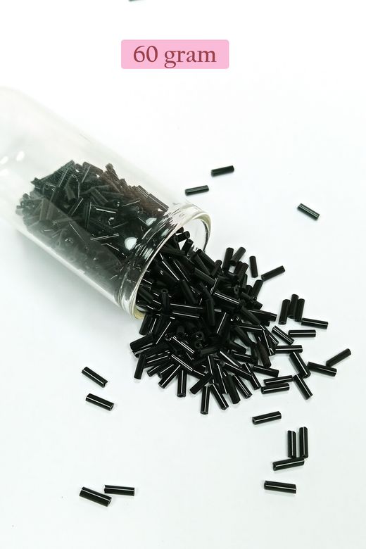 Royaleks RT-RYL-BN24094-17-60 Uzun Boru Kesme Boncuk Çap 2Mm Uzunluk 10 Mm - 60 Gram - Siyah - Bnc280