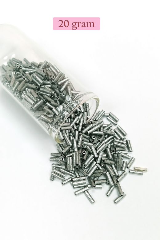 Royaleks RT-RYL-BN24094-20-20 Uzun Boru Kesme Boncuk Çap 2Mm Uzunluk 10 Mm - 20 Gram - Desenli Gümüş - Bnc244