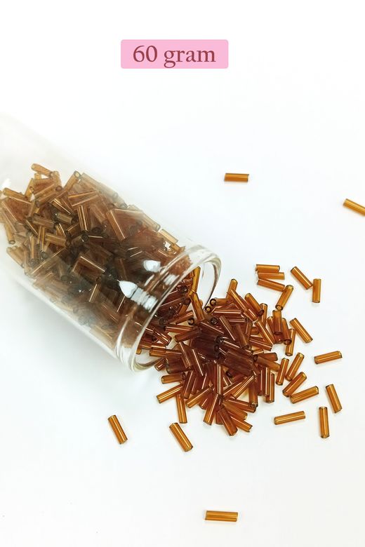 Royaleks RT-RYL-BN24094-22-60 Uzun Boru Kesme Boncuk Çap 2Mm Uzunluk 10 Mm - 60 Gram - Şeffaf Kahverengi - Bnc285