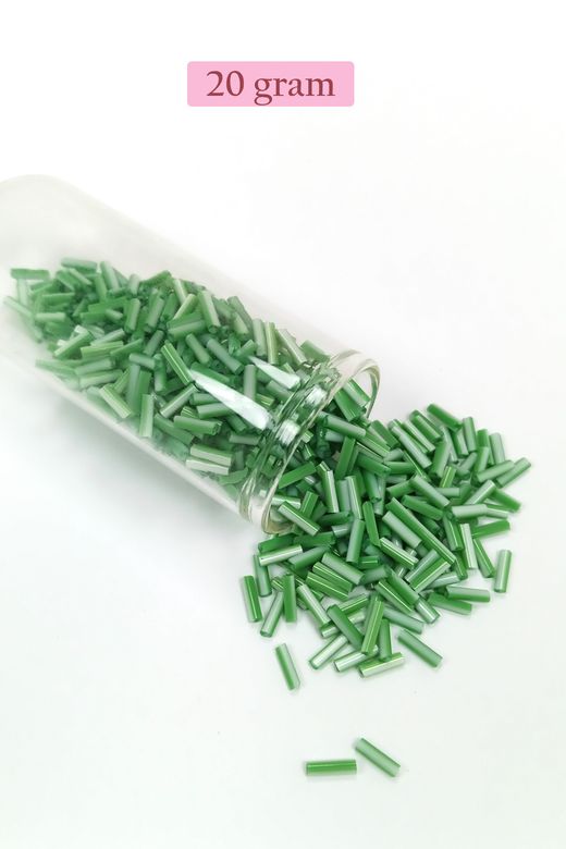 Royaleks RT-RYL-BN24094-23-20 Uzun Boru Kesme Boncuk Çap 2Mm Uzunluk 10 Mm - 20 Gram - Yeşil Beyaz - Bnc247