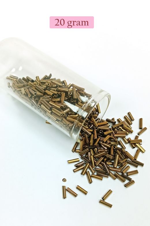 Royaleks RT-RYL-BN24094-25-20 Uzun Boru Kesme Boncuk Çap 2Mm Uzunluk 10 Mm - 20 Gram - Parlak Gold - Bnc249