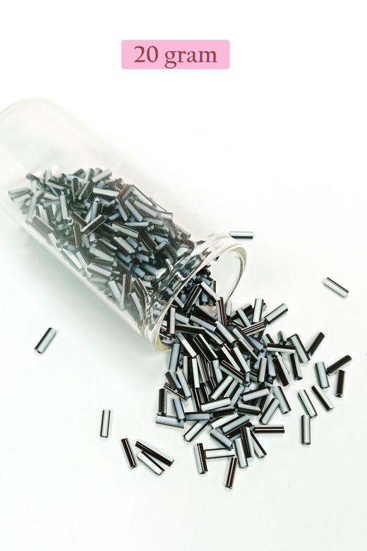Royaleks RT-RYL-BN24094-27-20 Uzun Boru Kesme Boncuk Çap 2Mm Uzunluk 10 Mm - 20 Gram - Siyah Beyaz - Bnc251