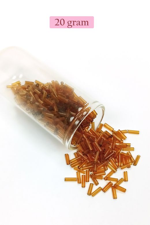 Royaleks RT-RYL-BN24094-30-20 Uzun Boru Kesme Boncuk Çap 2Mm Uzunluk 10 Mm - 20 Gram - Şeffaf Gold - Bnc254